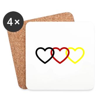 Allemagne Coeurs - Dessous de verre (lot de 4) - blanc - Devant