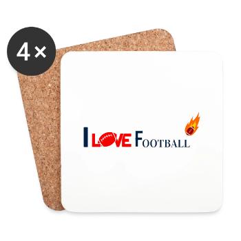 I Love Football Stylisches AmericanFootball Motiv - Untersetzer (4er-Set) - Weiß - Vorne