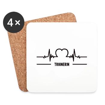 Herzschlag Trainerin Herz EKG Trainer Frauen - Untersetzer (4er-Set) - Weiß - Vorne