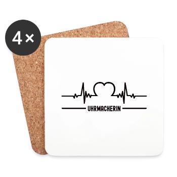 Herzschlag Uhrmacherin Herz EKG Uhrmacher Frauen - Untersetzer (4er-Set) - Weiß - Vorne