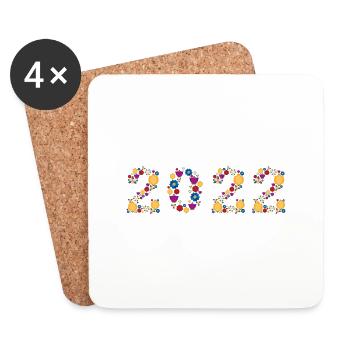 Fleurs 2022 - Dessous de verre (lot de 4) - blanc - Devant