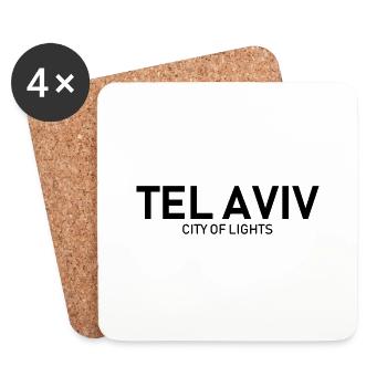 Tel Aviv - Ville Lumière - Israël - Dessous de verre (lot de 4) - blanc - Devant