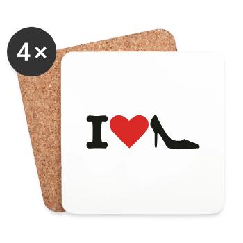 J'aime chaussure - I love Shoes - Dessous de verre (lot de 4) - blanc - Devant