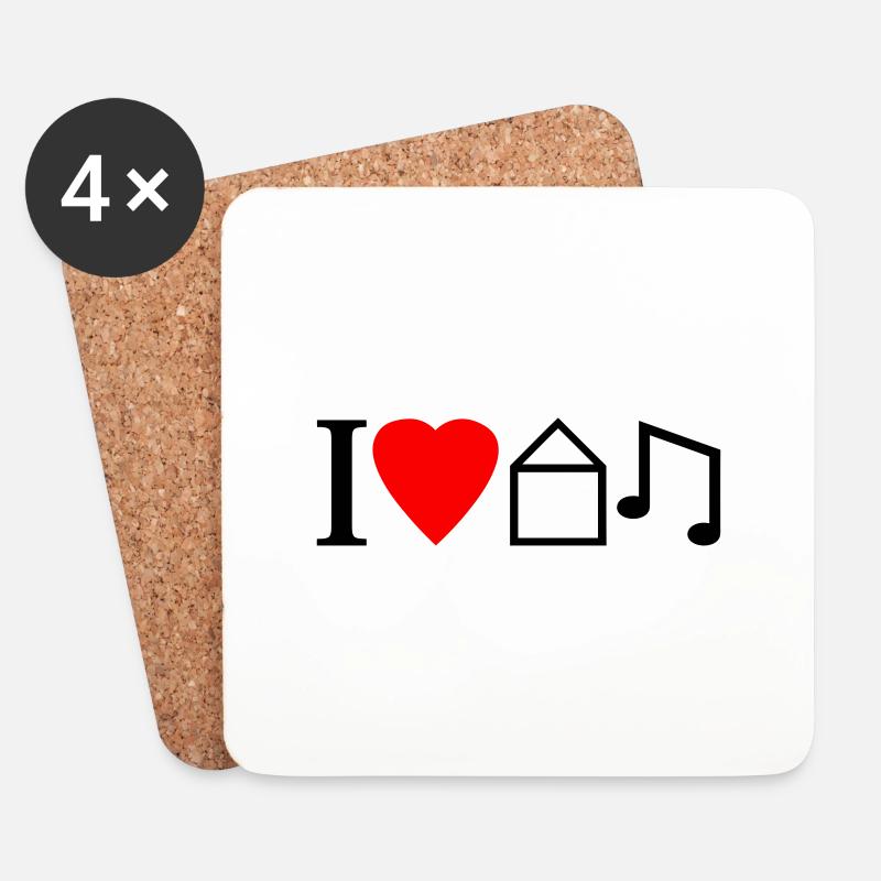 I Love House Music - Untersetzer (4er-Set) - Weiß