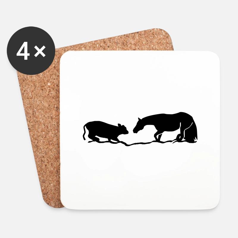 Cutting Horse - Untersetzer (4er-Set) - Weiß