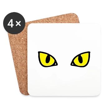 cat's eyes two colours - Coasters (set of 4) - white - Front