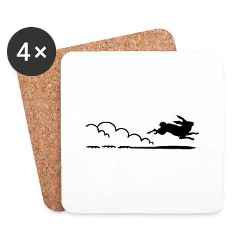 flottes Häschen / running rabbit (1c) - Untersetzer (4er-Set) - Weiß - Vorne