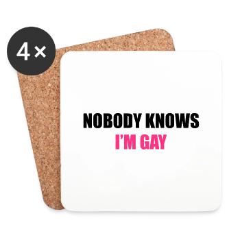 Nobody Knows I'm Gay - Dessous de verre (lot de 4) - blanc - Devant