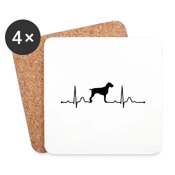 DEUTSCH DRAHTHAAR - GERMAN WIREHAIRED POINTER - Coasters (set of 4) - white - Front