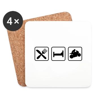 eatsleep_motorbike1 - Coasters (set of 4) - white - Front