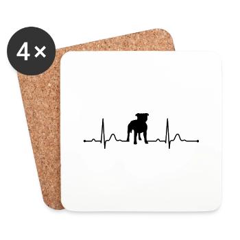 rythme cardiaque du rythme cardiaque American staffordshire terrier - Dessous de verre (lot de 4) - blanc - Devant