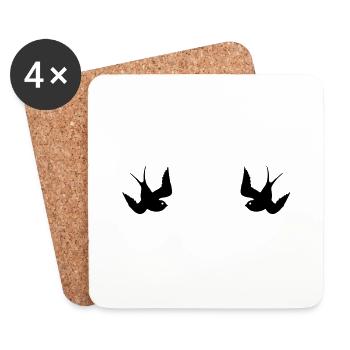 Tattoo Swallows Design Oldschool Birds Freedom - Dessous de verre (lot de 4) - blanc - Devant