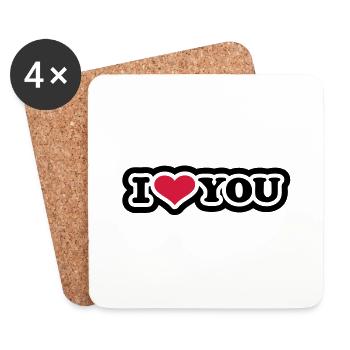 I love you - Dessous de verre (lot de 4) - blanc - Devant