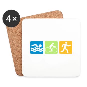 colorful sport buttons pictogram cool logo swim bike - Coasters (set of 4) - white - Front
