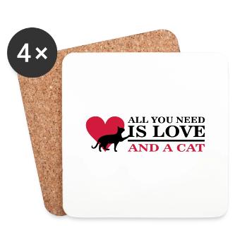 All you need is love and a cat - Untersetzer (4er-Set) - Weiß - Vorne
