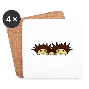 Cute Hedgehog Family - Untersetzer (4er-Set) - Weiß - Vorne