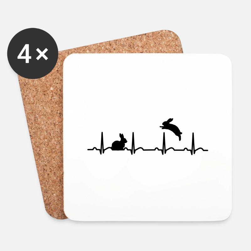 Hase Kaninchen Heartbeat Geschenk - Untersetzer (4er-Set) - Weiß