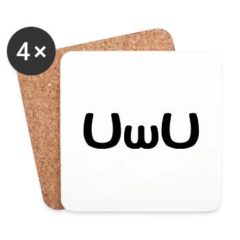 UwU Happy Anime Face Emoticon - Coasters (set of 4) - white - Front
