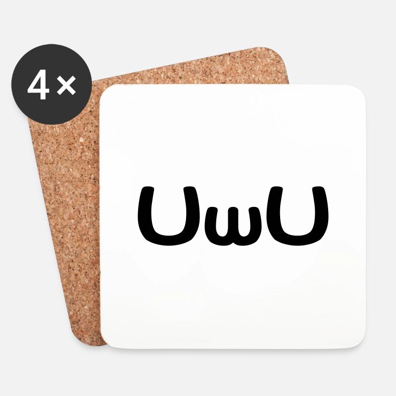 UwU Happy Anime Face Emoticon - Untersetzer (4er-Set) - Weiß
