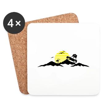 Reise - Berge Auto - Untersetzer (4er-Set) - Weiß - Vorne