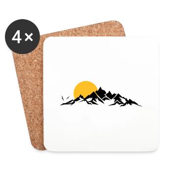 Landschaft - Berge Sonne - Untersetzer (4er-Set) - Weiß - Vorne
