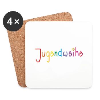 Ordination des jeunes - Inscription avec coeur - Dessous de verre (lot de 4) - blanc - Devant