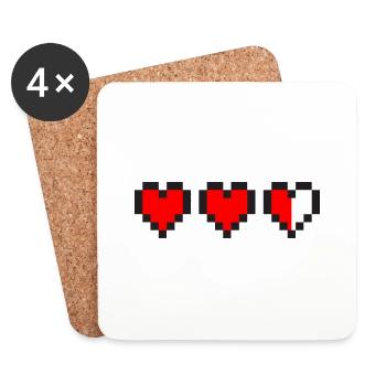 Half-Heart Video Game Hearts - Untersetzer (4er-Set) - Weiß - Vorne
