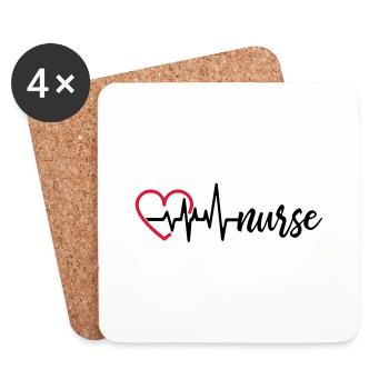 Heart Beat Nurse - Dessous de verre (lot de 4) - blanc - Devant