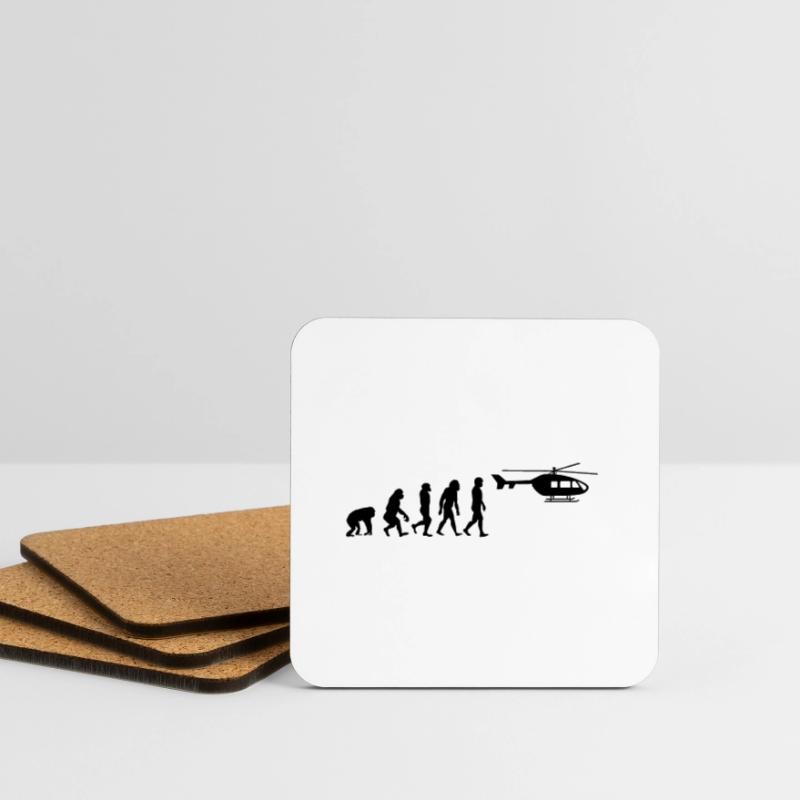 Helicopter Pilot Evolution Stone Age Coasters (set of 4)