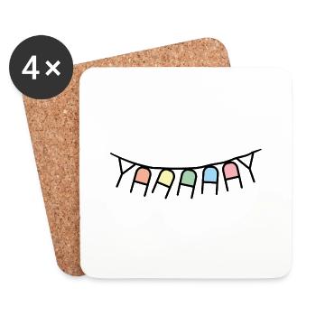 Pennant Garland YAY _colored - Coasters (set of 4) - white - Front