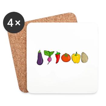 Gemüse - Untersetzer (4er-Set) - Weiß - Vorne