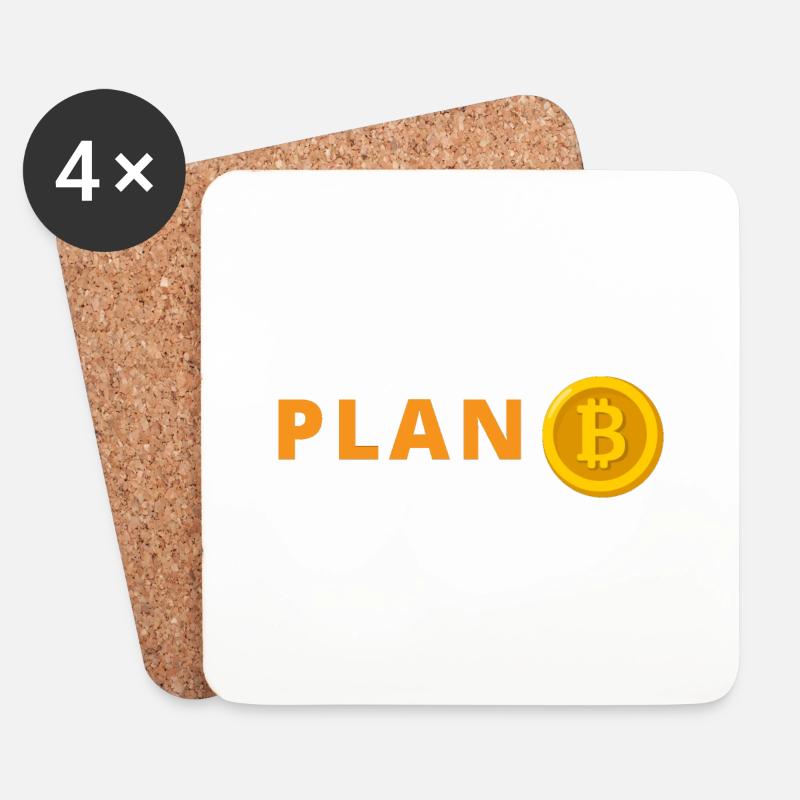 Bitcoin Plan B - Coasters (set of 4) - white