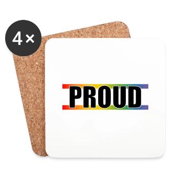 Regenbogen LGBT Proud white outline - Untersetzer (4er-Set) - Weiß - Vorne