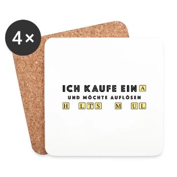 Halts Maul, lustige Sprüche Spiel Quiz Sarkasmus - Untersetzer (4er-Set) - Weiß - Vorne
