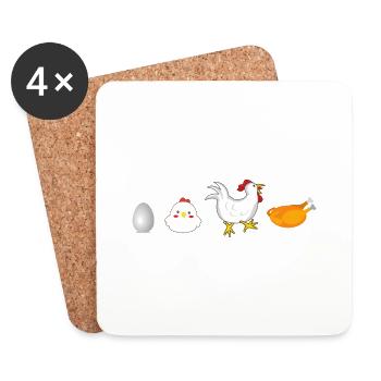 evolution egg chicken rooster hen original - Coasters (set of 4) - white - Front