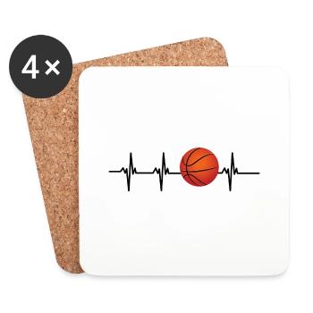 basketball battement de cœur - Dessous de verre (lot de 4) - blanc - Devant