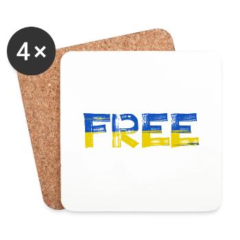 Free Ukraine - Dessous de verre (lot de 4) - blanc - Devant