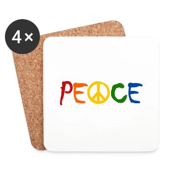 PAIX - avec le A comme symbole de paix Signe de paix - Dessous de verre (lot de 4) - blanc - Devant