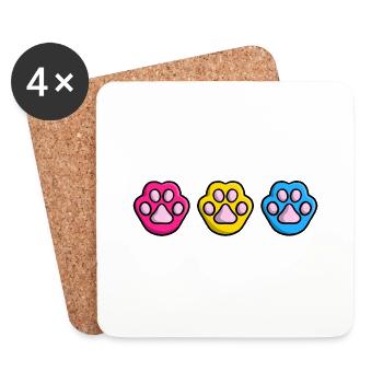 Süße Katze Pfote Pansexuell Pan Flagge Fahne LGBTQ - Untersetzer (4er-Set) - Weiß - Vorne