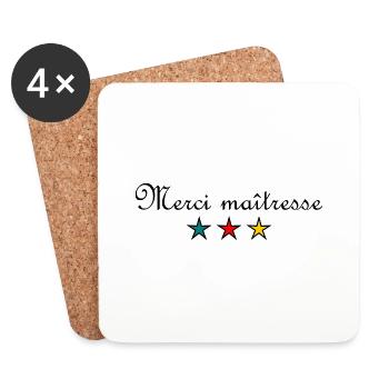 MERCI. MERCI MAÎTRESSE. CADEAU MAÎTRESSE. VACANCES - Dessous de verre (lot de 4) - blanc - Devant