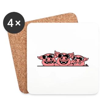Lunettes de soleil de l’équipage Cool Pigs - Dessous de verre (lot de 4) - blanc - Devant