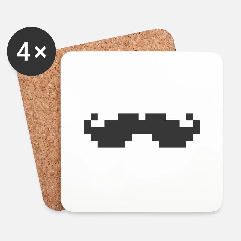 8bit pixel moustache - Untersetzer (4er-Set) - Weiß
