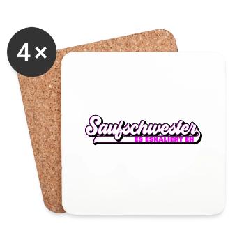 Farben änderbar | Saufschwester Saufen Sis - Untersetzer (4er-Set) - Weiß - Vorne