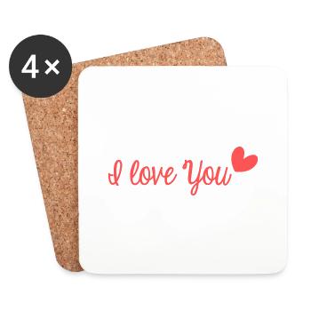 I LOVE YOU. MY LOVE. VIVE LES MARIES. EVJF - Dessous de verre (lot de 4) - blanc - Devant