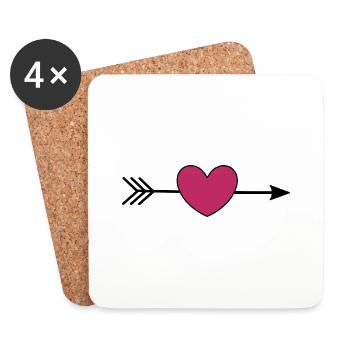 violet heart with arrow violet red Valentine's Day - Coasters (set of 4) - white - Front