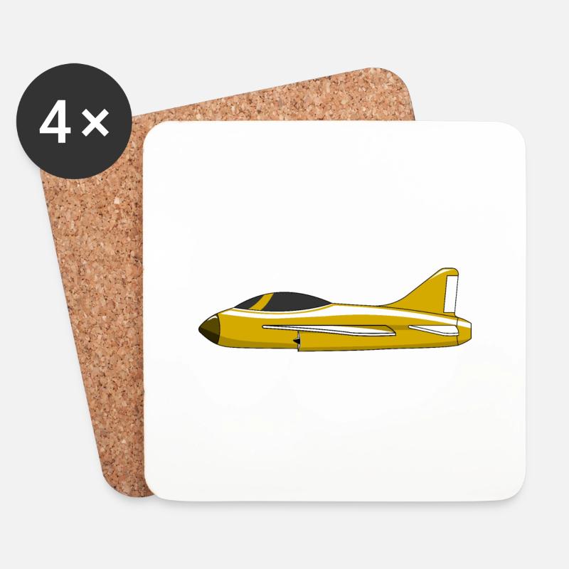 Flugzeug Gelb - Untersetzer (4er-Set) - Weiß