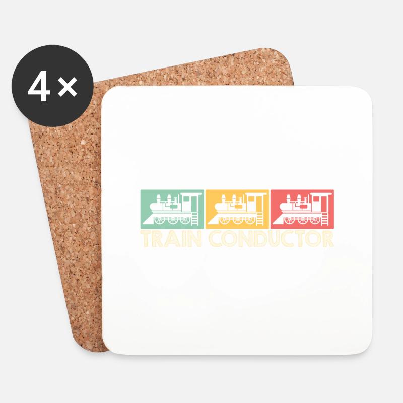 Train Conductor- Lokomotive - Lokführer geschenke - Untersetzer (4er-Set) - Weiß