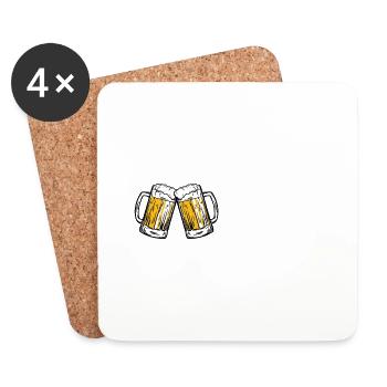 Bier Beer Wein Vino Party - Untersetzer (4er-Set) - Weiß - Vorne