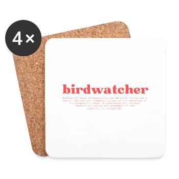 birdwatcher red letters 01 | clan of birds - Untersetzer (4er-Set) - Weiß - Vorne