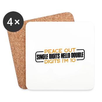 Acheter des chiffres simples Bonjour Deux chiffres Je suis 10 4 - Dessous de verre (lot de 4) - blanc - Devant